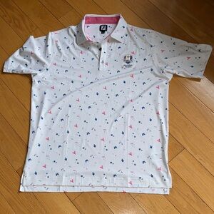 FootJoy White Polo Shirt with Pink and Blue Accents